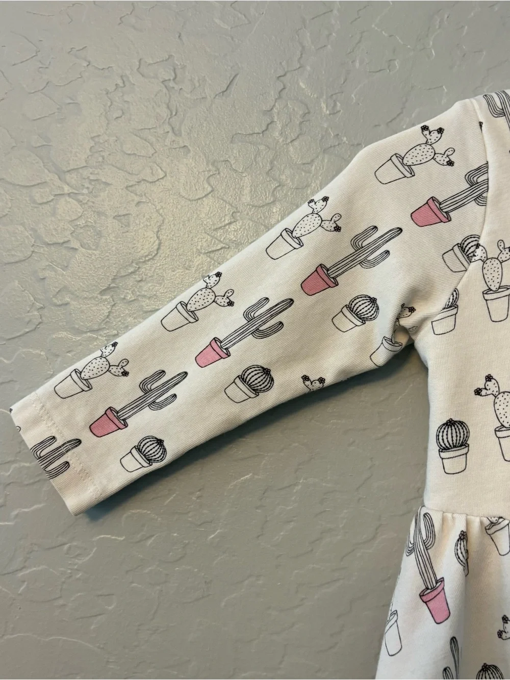 Monica + Andy white black pink cactus print let's dance dress size 12-18 months